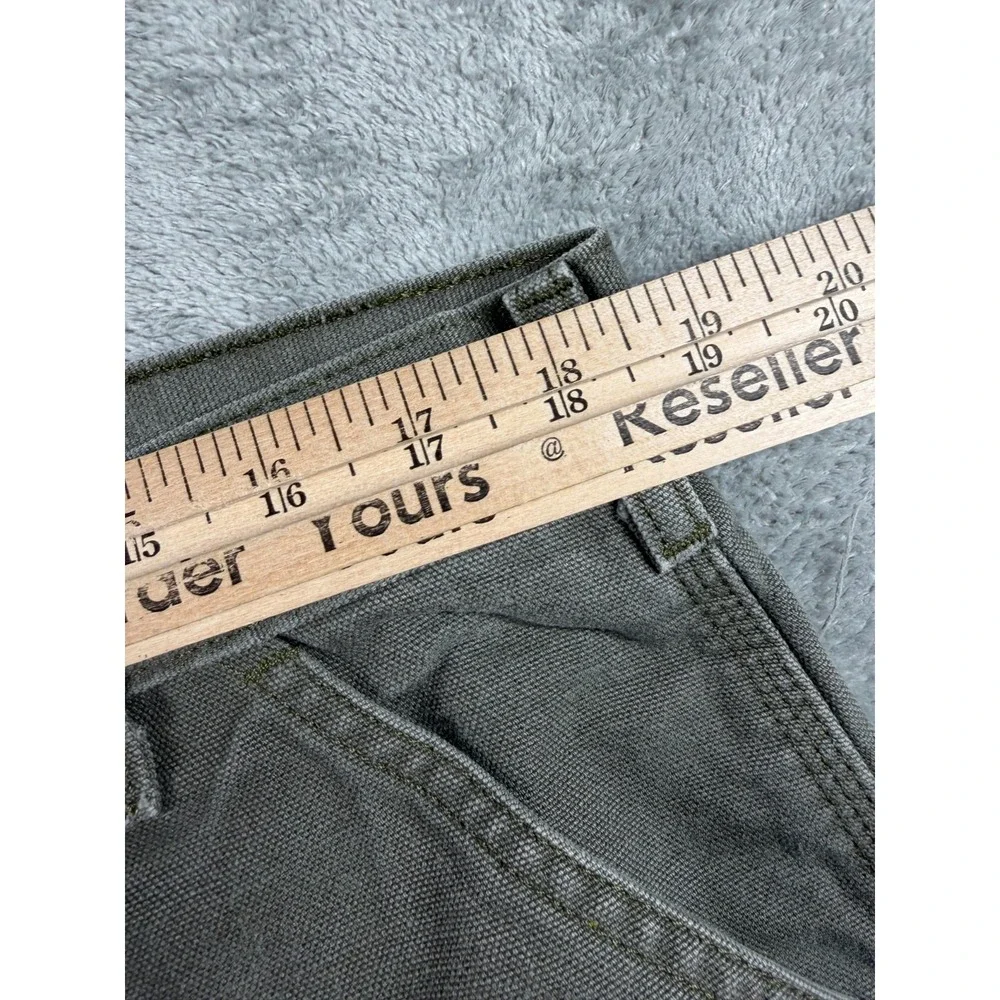 Carhartt Mens 38x34 Distressed Work Pants Gray Canvas Paint Utility (37x32)